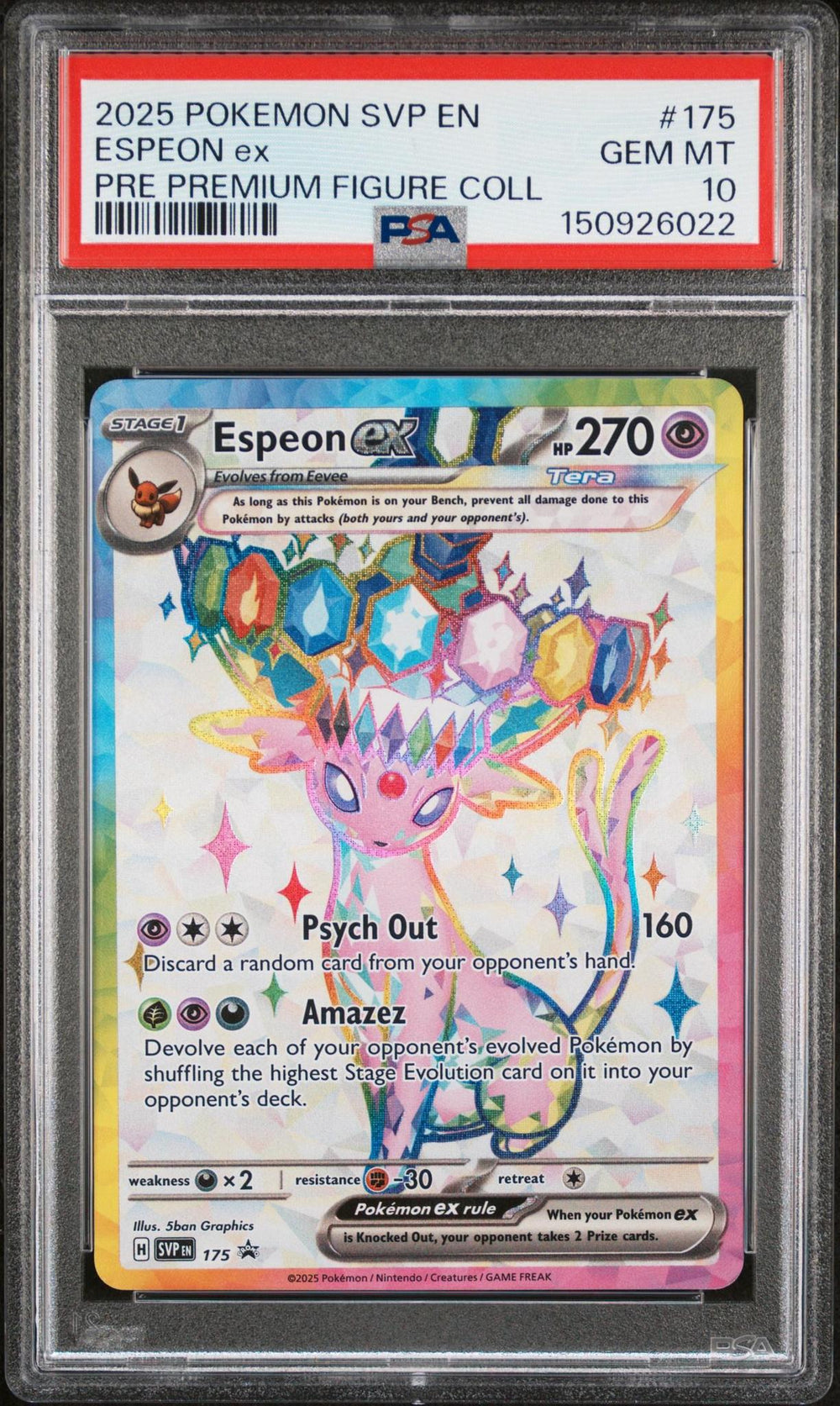 2025 POKEMON SVP EN-SV BLACK STAR PROMO 175 ESPEON EX PRISMATIC EVOLUTIONS PREMIUM FIGURE COLLECTION PSA 10