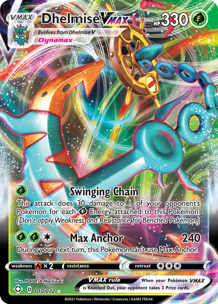 Dhelmise Vmax 10 72 Shining Fates Holofoil