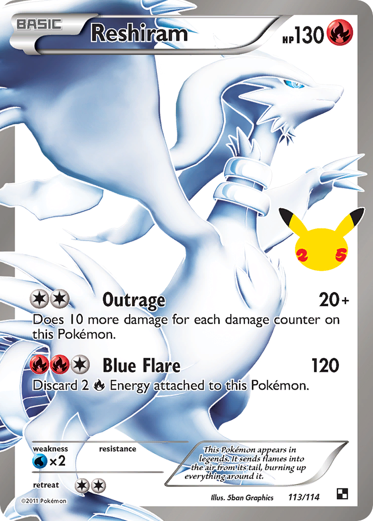 Reshiram 113 25 Celebrations Classic Collection Holofoil