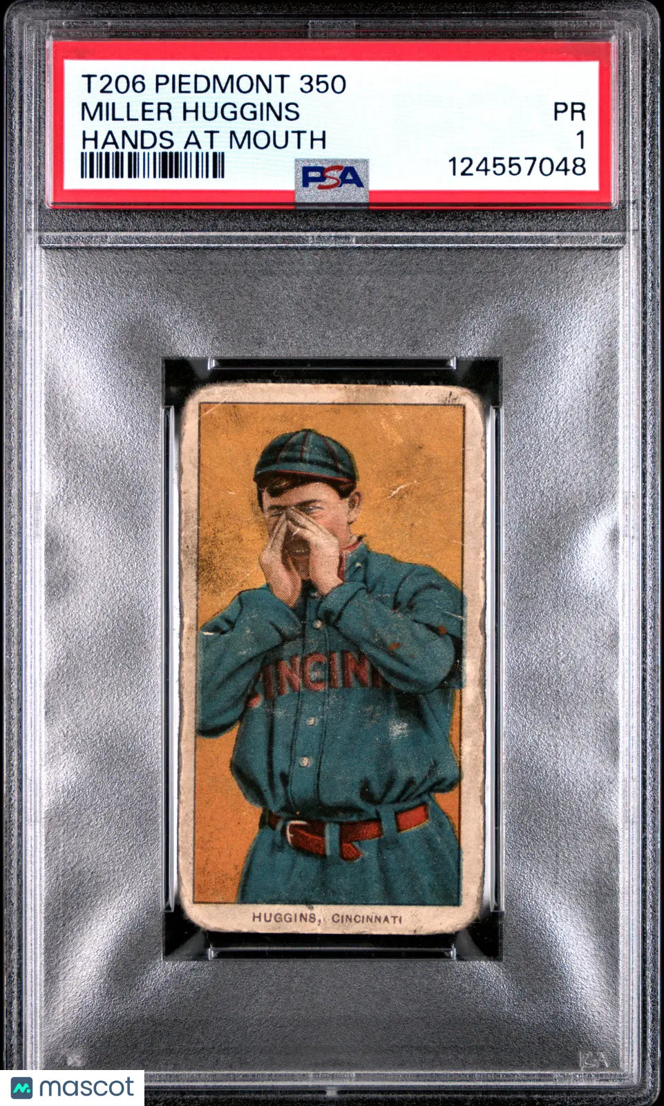 1909-11 T206 Piedmont 350 Miller Huggins Hands At Mouth PSA 1