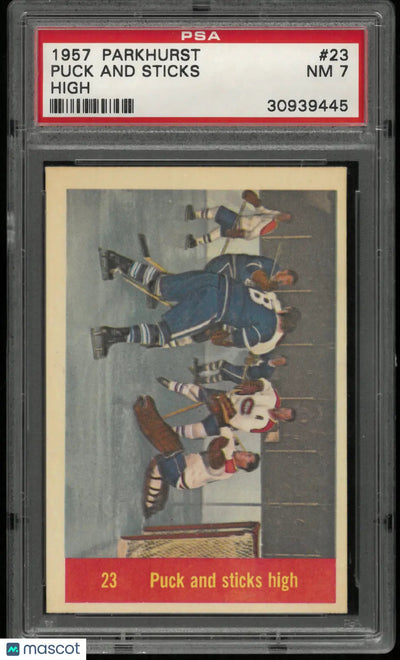 1957 Parkhurst Hockey Puck And Sticks High PSA 7