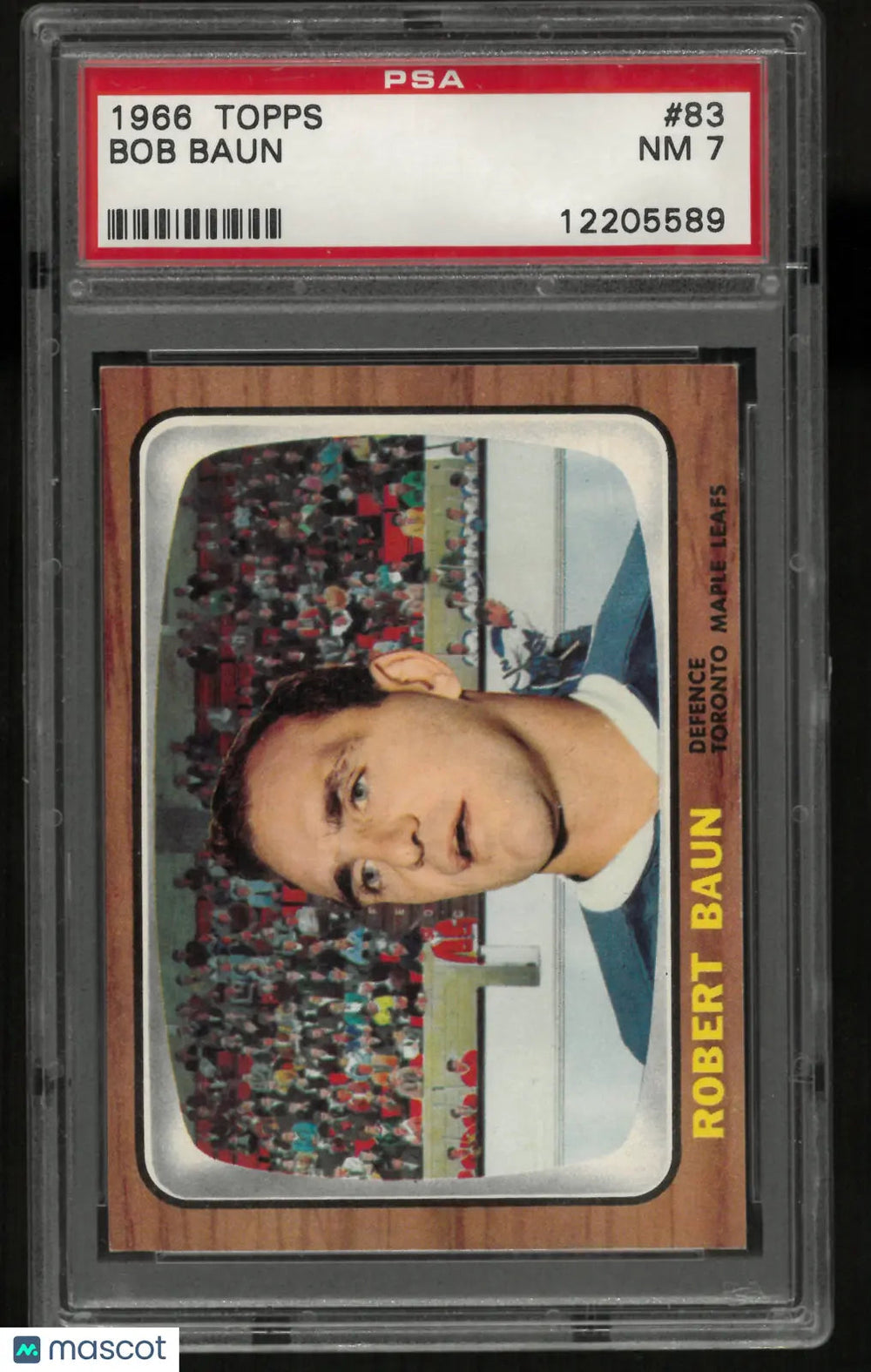 1966 Topps Hockey Bob Baun PSA 7