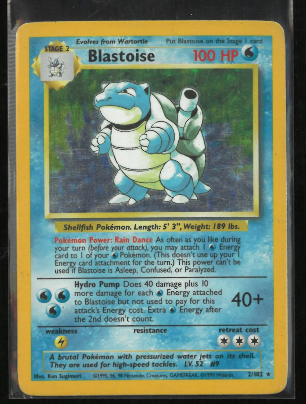 1999 Pokemon Base Set Blastoise Holo Rare 2/102 LP