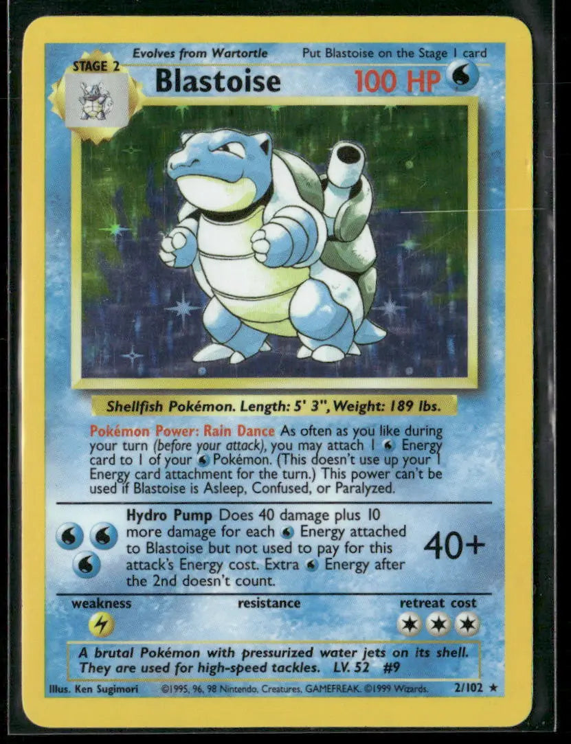 1999 Pokemon Base Set Unlimited Holo Rare Blastoise 2/102 LP