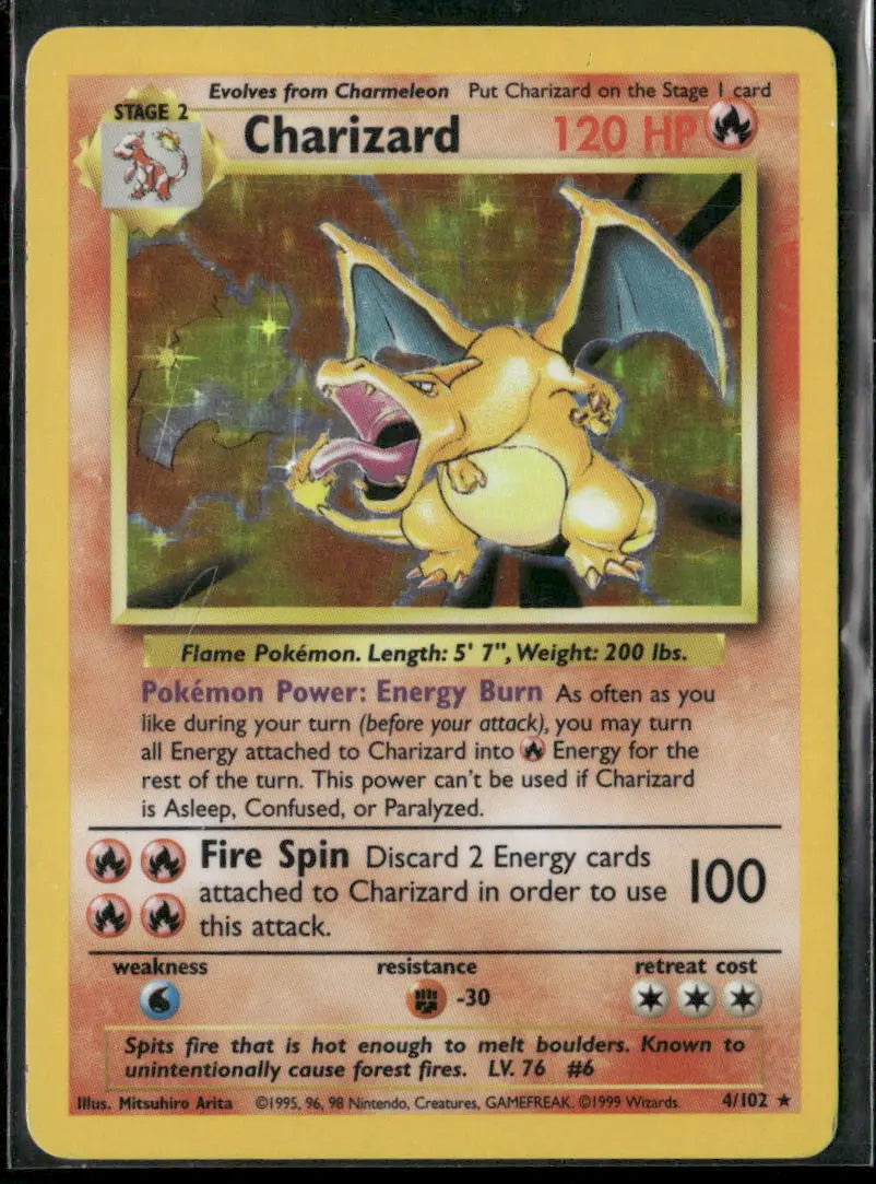 1999 Pokemon Base Set Unlimited Holo Rare Charizard 4/102 LP