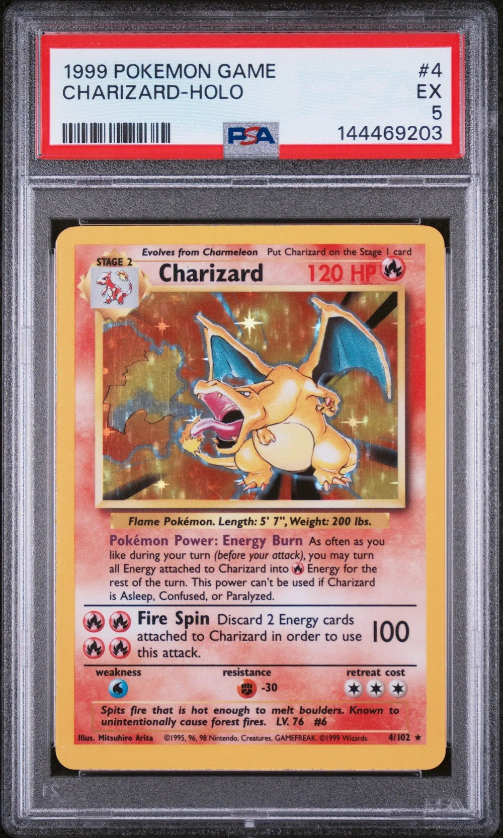 1999 Pokemon Game Charizard Holo PSA 5 4/102
