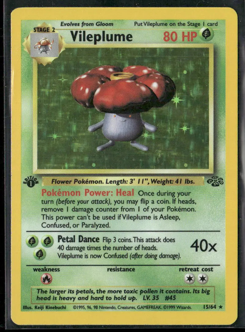 1999 Pokemon Jungle 1st Edition Holofoil Vileplume 15/64