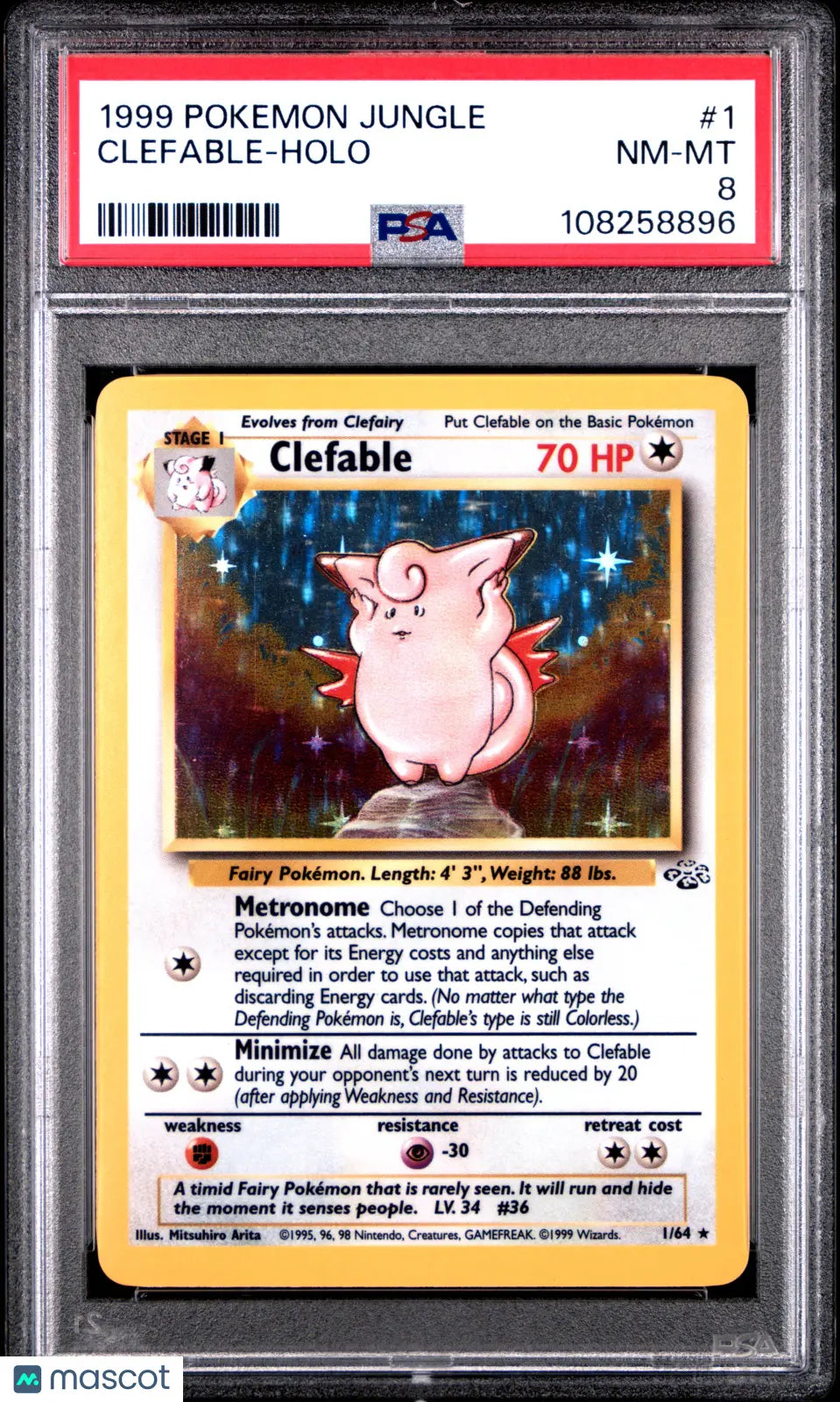 1999 Pokemon Jungle Clefable Holo PSA 8 #1