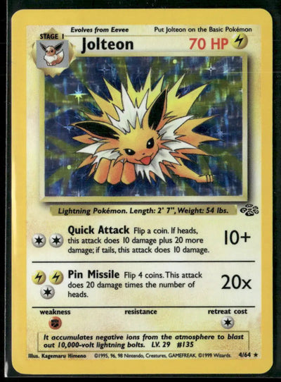 1999 Pokemon Jungle Unlimited Holofoil Jolteon 7/64