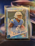 2025 NFL Panini Donruss Optic - Omarion Hampton Rated Rookie Auto Black Pandora Prizm Limited to /35 - Chargers - Raw Ungraded Card