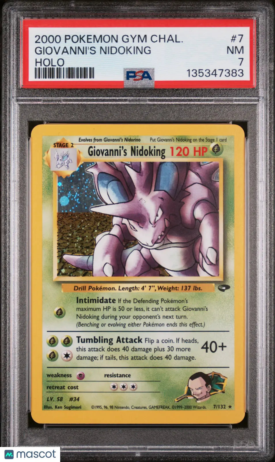2000 Pokemon Gym Challenge Giovanni's Nidoking Holo PSA 7 7/132