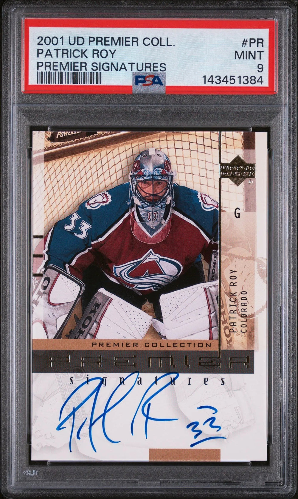 2001 Upper Deck Premier Collection Premier Signature Autograph Patrick Roy PSA 9