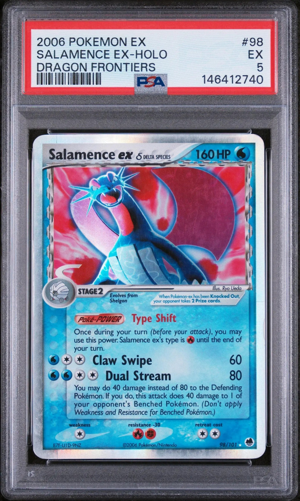 2006 Pokemon EX Dragon Frontiers Salamence EX Holo Dragon Frontiers PSA 5 #98