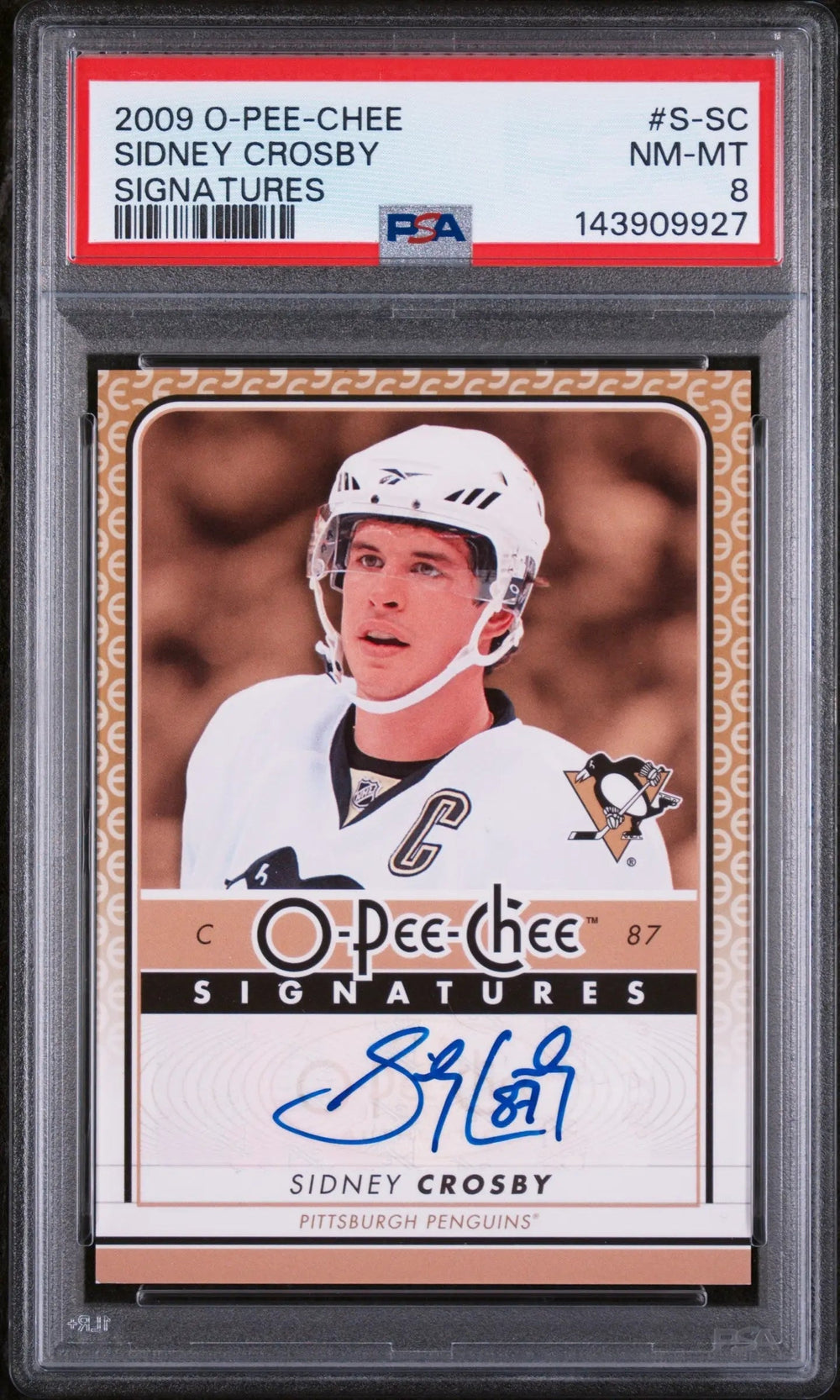 2009 O-Pee-Chee Signatures Autograph Sidney Crosby Auto PSA 8