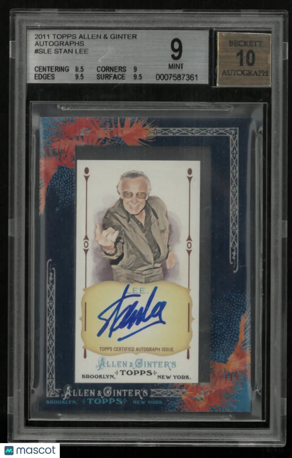 2011 Topps Allen and Ginter Autographs Stan Lee #SLE BGS 9 Auto 10
