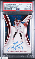 2015 Panini Immaculate Collection Signatures Auto Carmelo Anthony Red /25 PSA 8