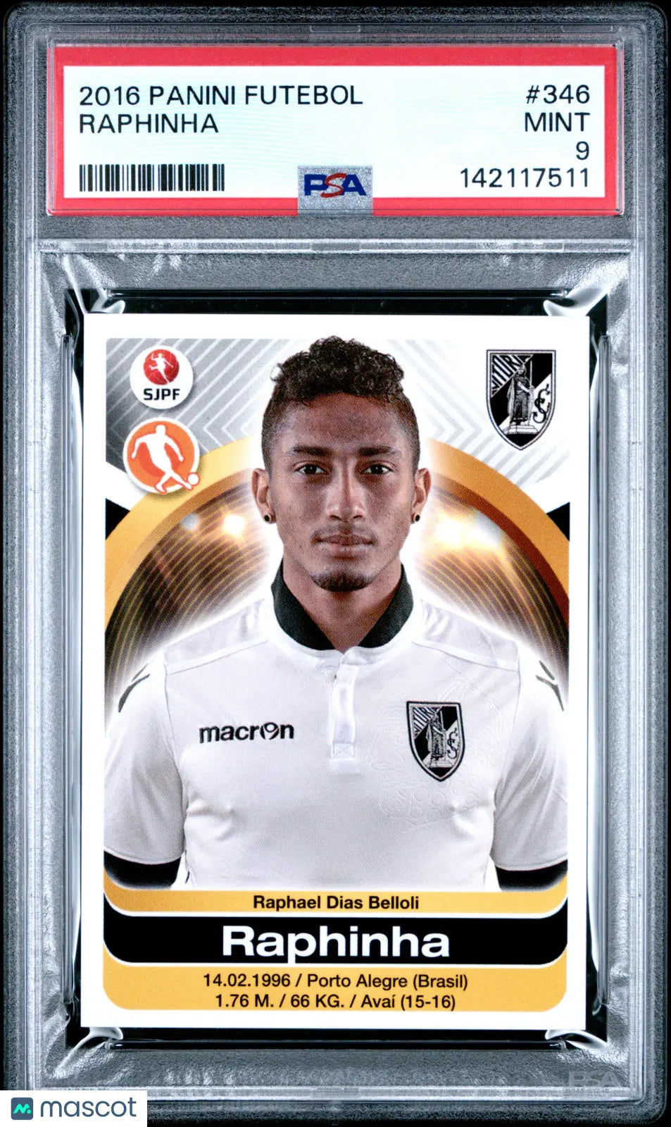 2016 Panini Futebol Raphinha #346 PSA 9