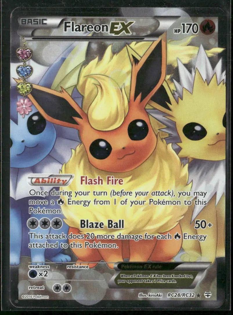 2016 Pokemon Generations: Radiant Collection Full Art Flareon EX RC28/RC32