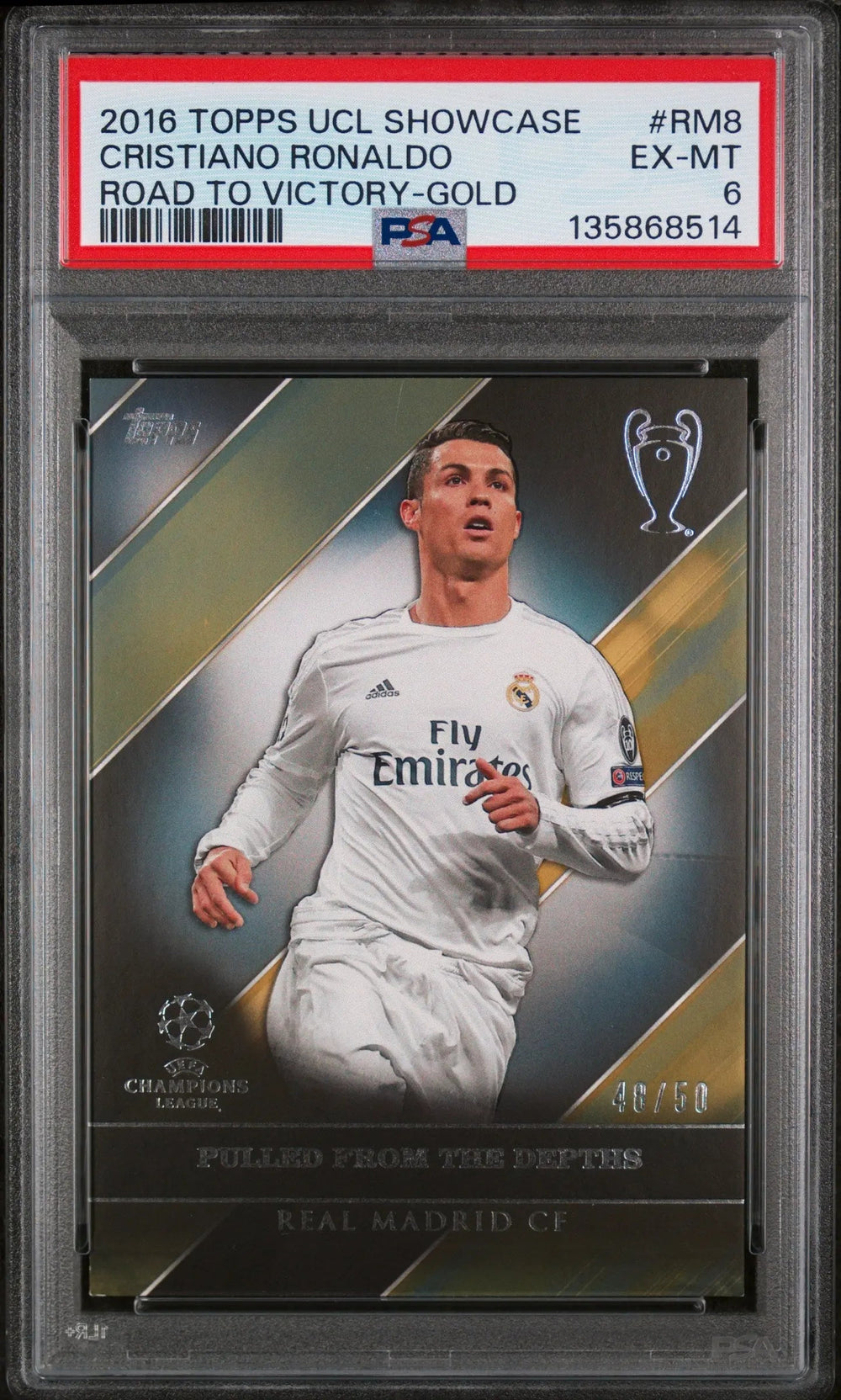 2016 Topps UEFA CL Showcase Road To Victory Gold Cristiano Ronaldo /50 PSA 6