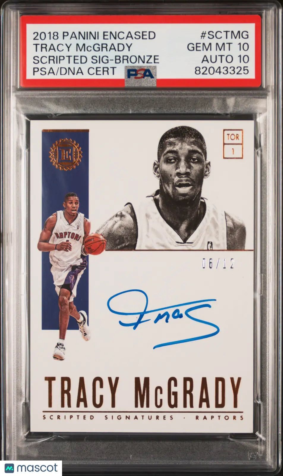 2018 Panini Encased Scripted Signatures Tracy Mcgrady Bronze /12 PSA 10