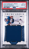 2018 Panini National Treasures Tremendous Treasures RC Saquon Barkley /99 PSA 8