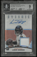 2019 Donruss Optic Dynamic Patch Autographs Lamar Jackson /25 BGS 9 Auto 10 DMG SLAB