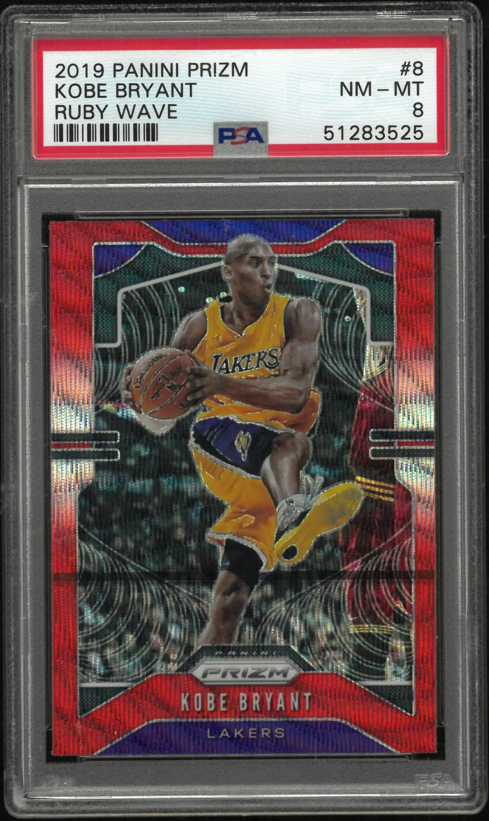 2019 Panini Prizm Ruby Wave Kobe Bryant #8 PSA 8