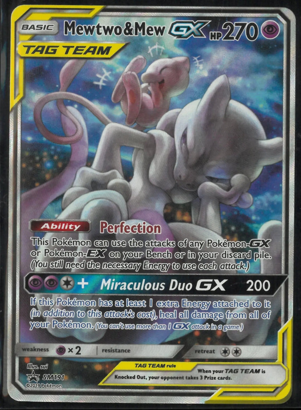2019 Pokemon Black Star Promo Mewtwo & Mew GX Tag Team SM191
