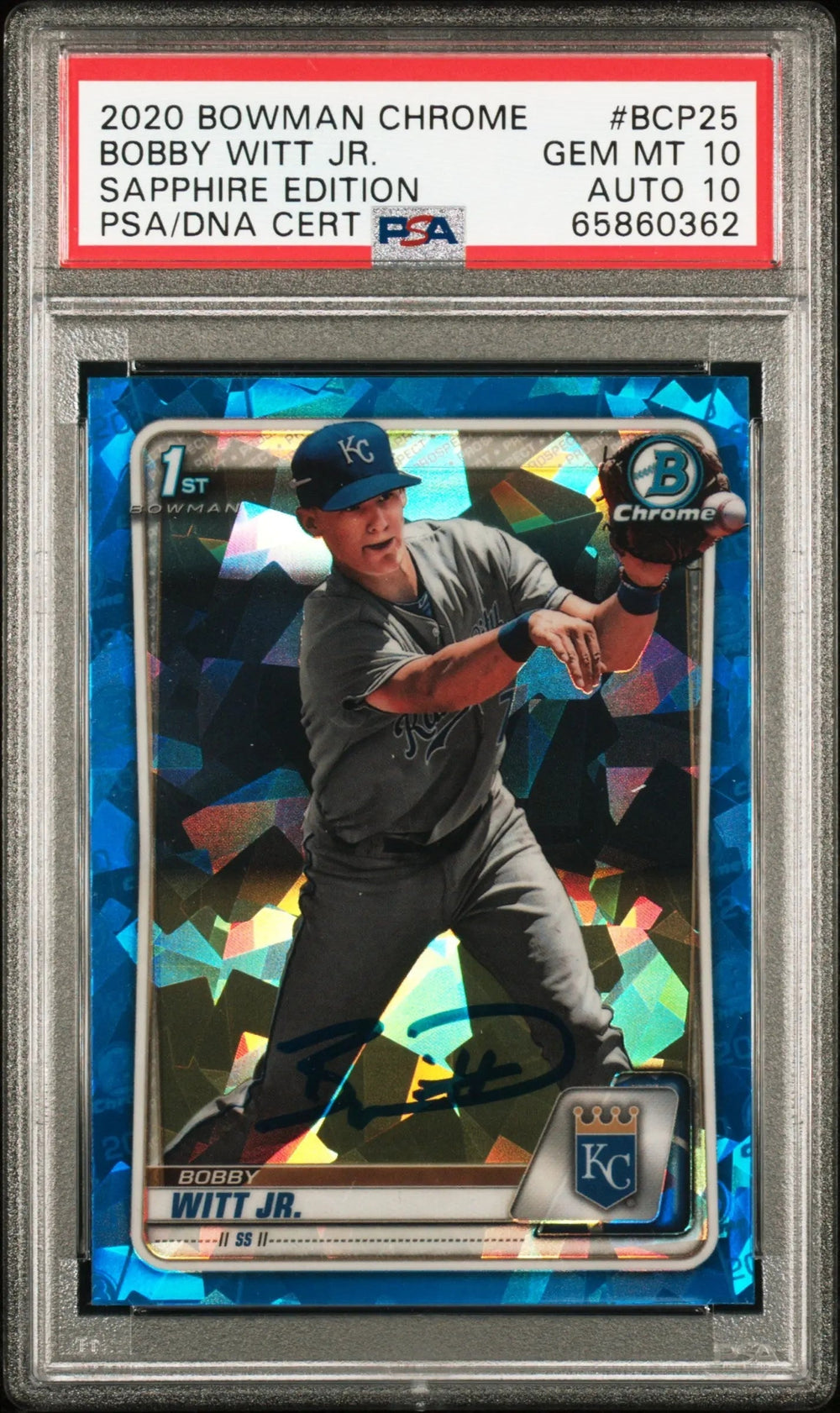 2020 1st Bowman Chrome Sapphire Edition Bobby Witt JR. RC Auto PSA 10 Auto 10