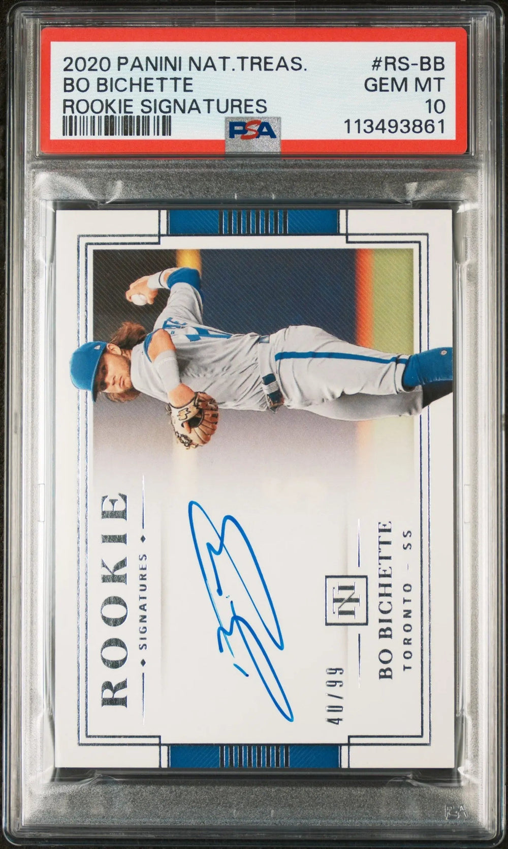 2020 Panini National Treasures Rookie Signatures Auto Bo Bichette /99 PSA 10