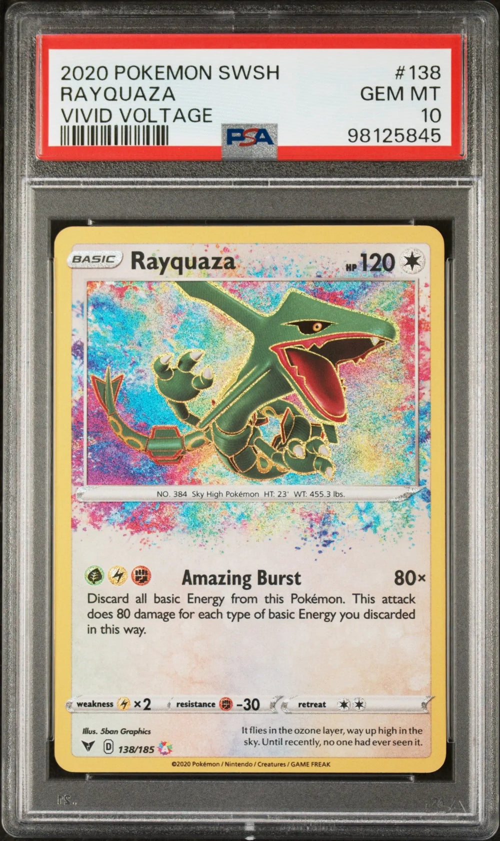 2020 Pokemon Sword & Shield Vivid Voltage Rayquaza Vivid Voltage PSA 10 138/185