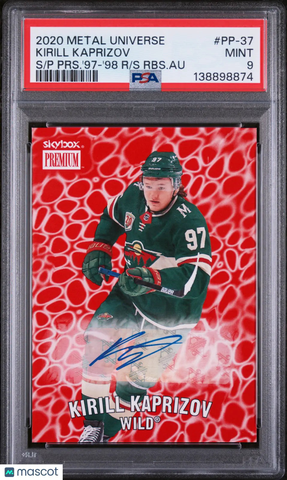 2020 Metal Universe Skybox Premium Prospects Kirill Kaprizov Auto RC PSA 9