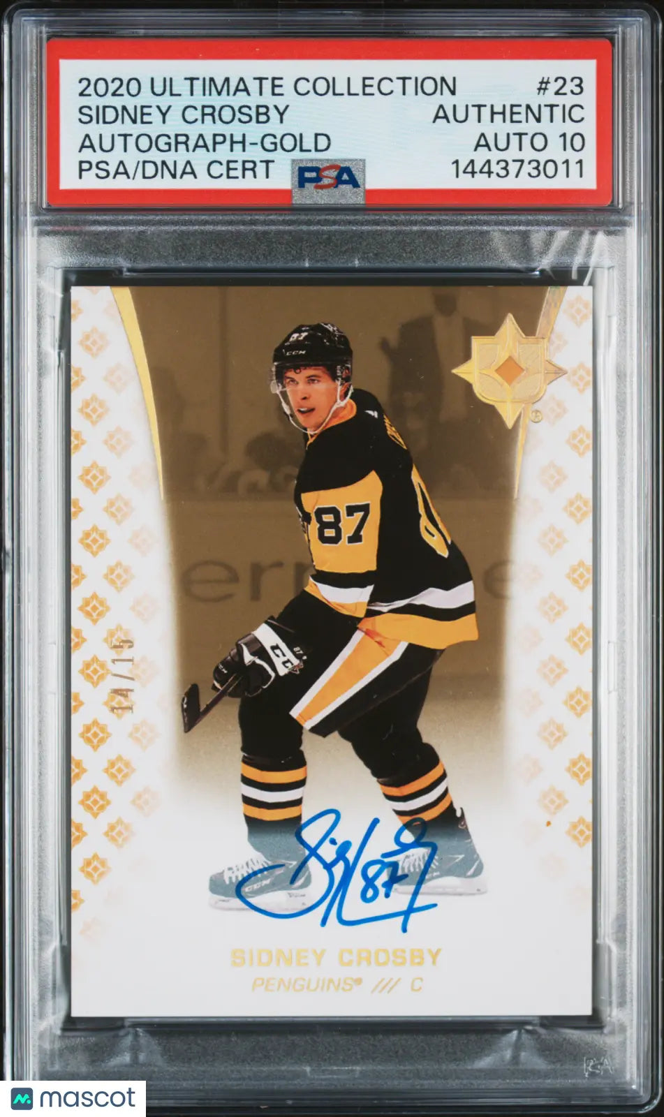 2020 Upper Deck Ultimate Hockey Sidney Crosby Auto Gold PSA Authentic /15