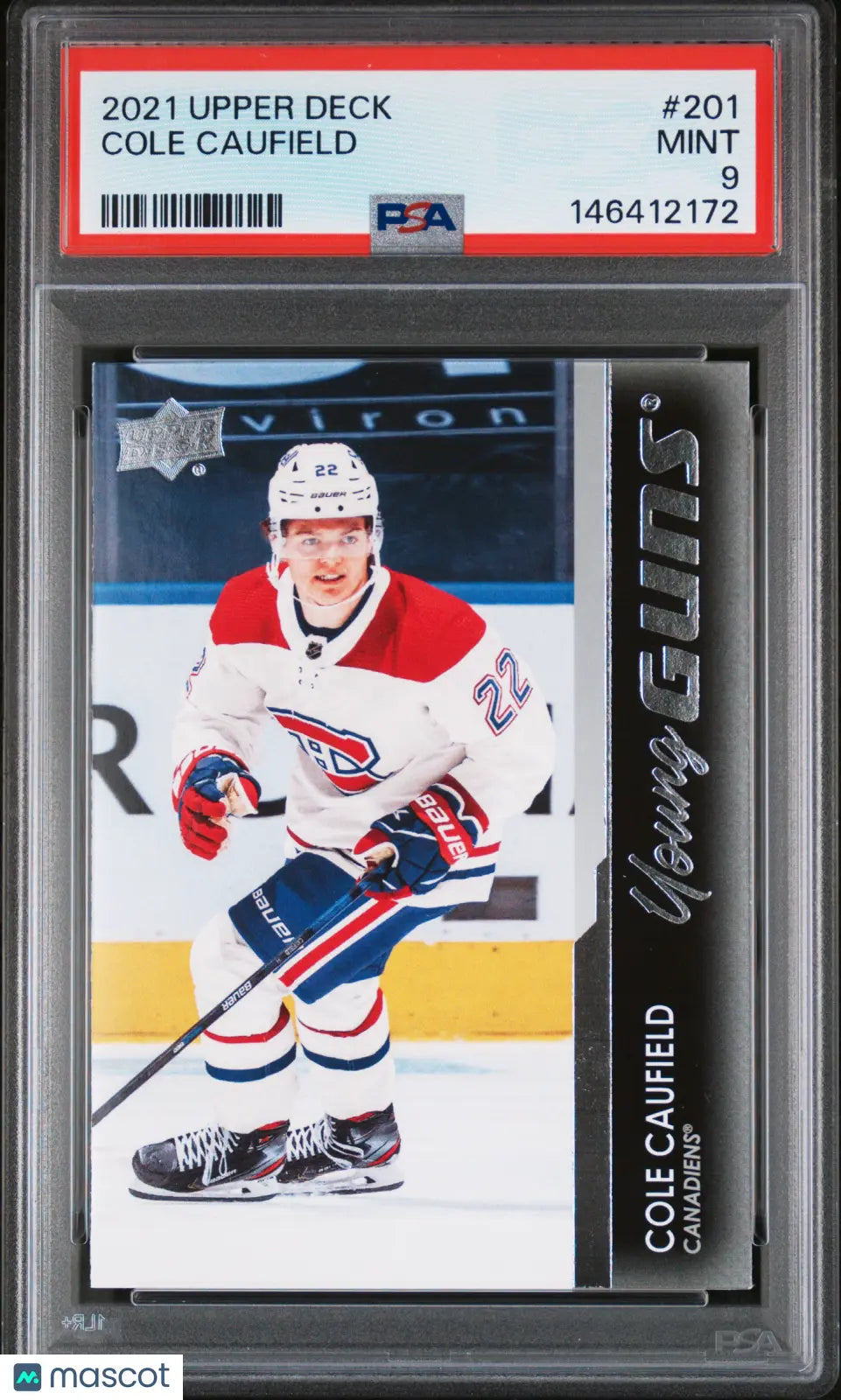 2021-22 Upper Deck Series 1 Cole Caufield Young Guns RC Rookie #201 PSA 9