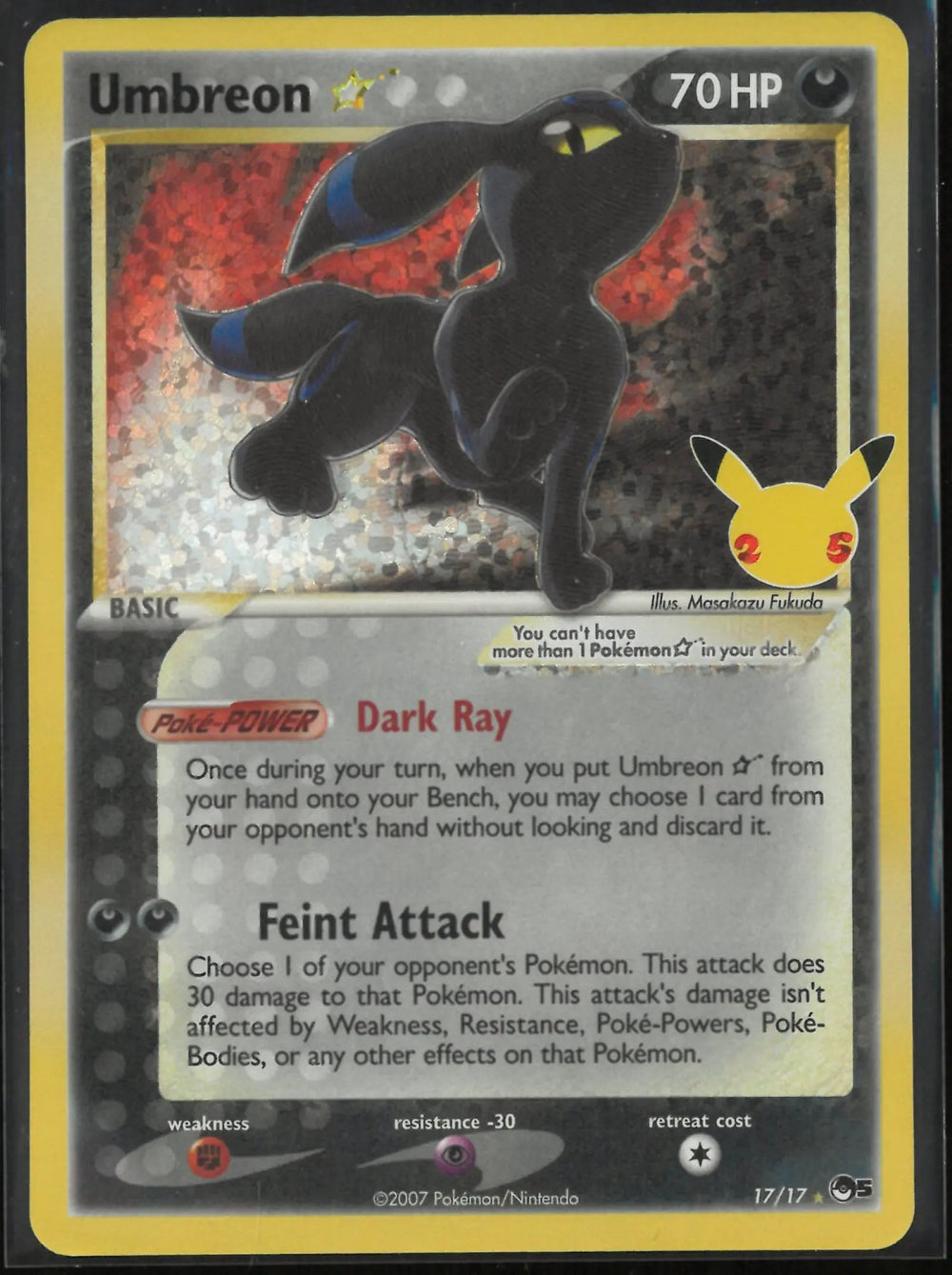 2021 Pokemon Celebrations: Classic Collection Umbreon Gold Star 17/17