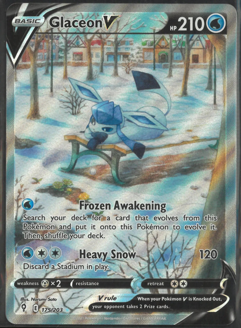 2021 Pokemon Evolving Skies Ultra Rare Alternate Art Full Glaceon V 175/203