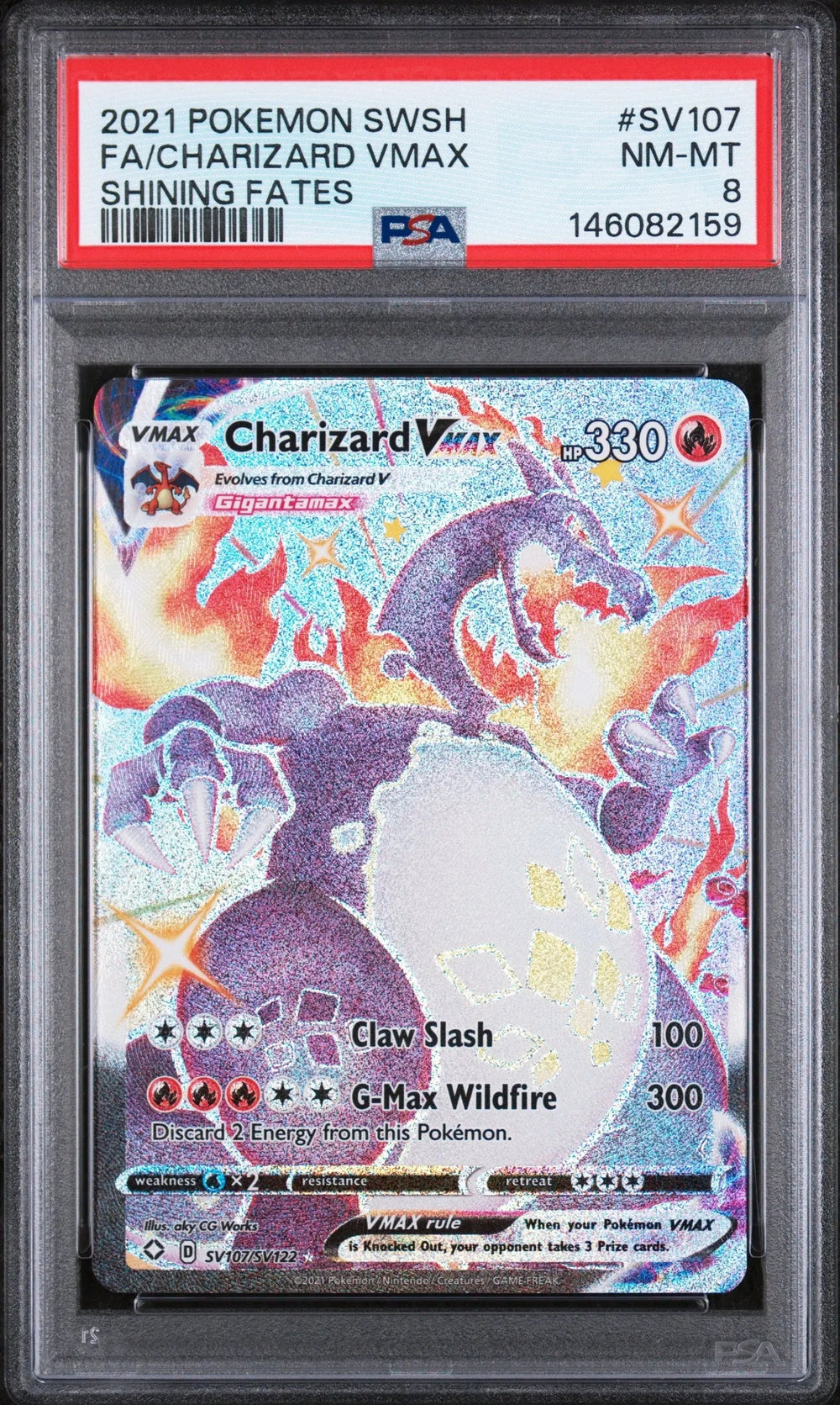 2021 Pokemon Sword & Shield Shining Fates Charizard VMAX Fa PSA 8 #SV107