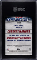 2021 Topps Opening Day Baseball Auto Mike Trout SGC 9 Auto 10