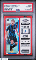 2022-23 Panini Chronicles Serie Red Rookie Ticket Rasmus Hojlund #291 /99 PSA 10