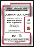 2022-23 Topps Merlin UCC Match Ball Red Signature Auto Robert Lewandowski /10