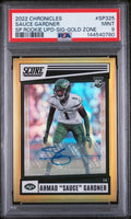 2022 Panini Chronicles Score Gold Zone Rookie Auto Sauce Gardner /50 PSA 9