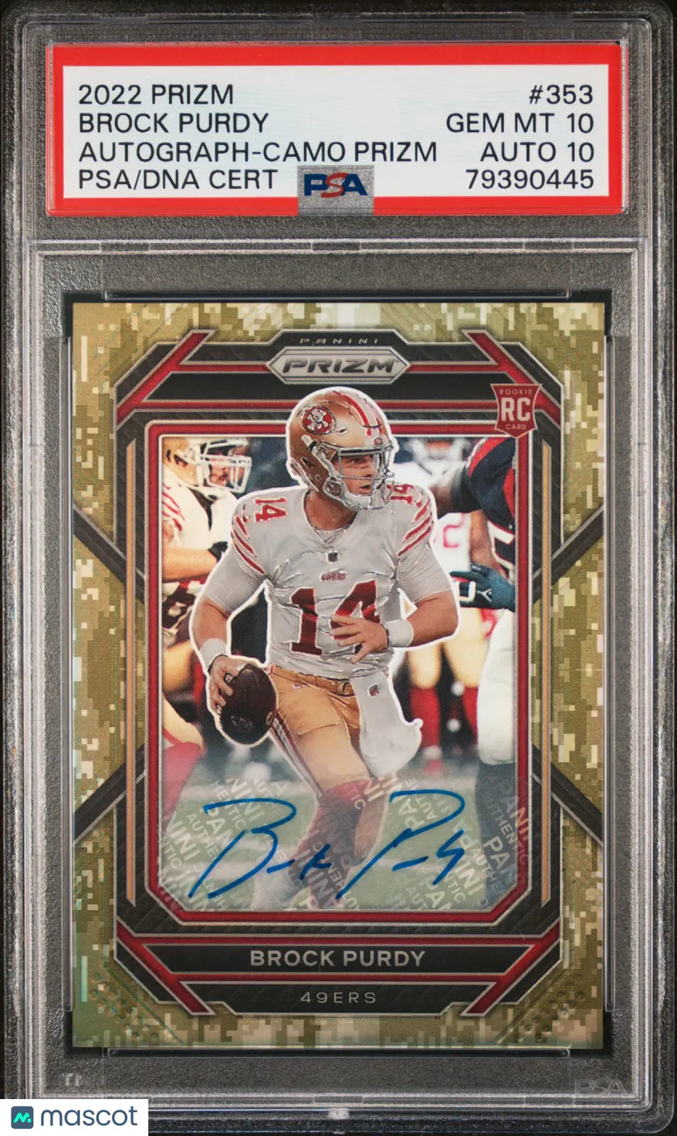 2022 Panini Prizm Football Brock Purdy RC Rookie Auto Camo PSA 10 Auto 10 /25