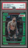 2022 Panini Select UFC Sean Brady #31 Neon Green Prizm PSA 10