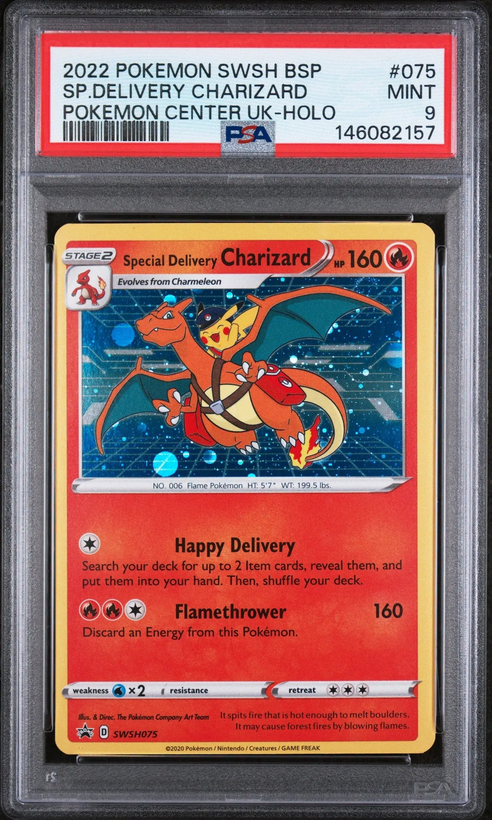 2022 Pokemon SWSH BSP Special Delivery Charizard Pokemon Center Uk-Holo PSA 9