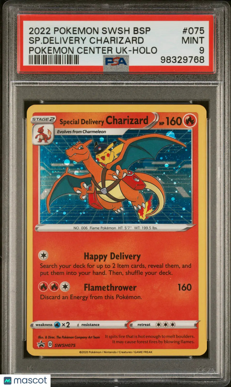 2022 Pokemon SWSH Black Star Promo Special Delivery Charizard SWSH075 PSA 9
