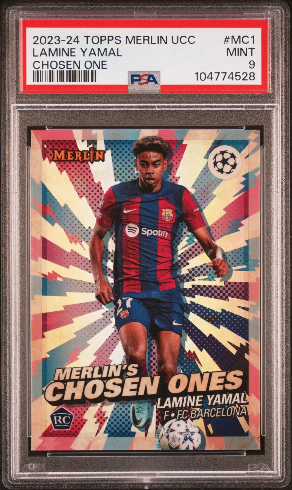 2023-24 Topps Merlin UEFA CC Chosen Ones Rookie Lamine Yamal PSA 9