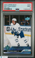 2023-24 Upper Deck Series 1 Hockey Matthew Knies Deluxe Young Guns RC PSA 9 /250