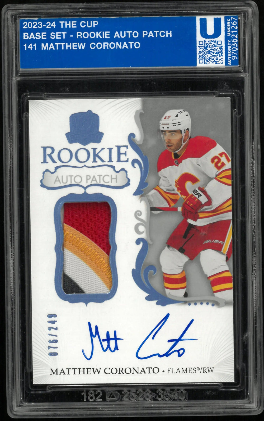 2023-24 Upper Deck The Cup Matthew Coronato Rookie Patch Auto /249