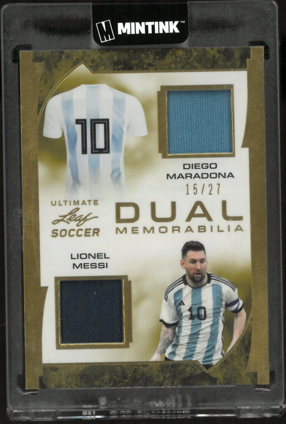 2023 Leaf Trading Ultimate Soccer Dual Memorabilia Diego Maradona/ Lionel Messi /27