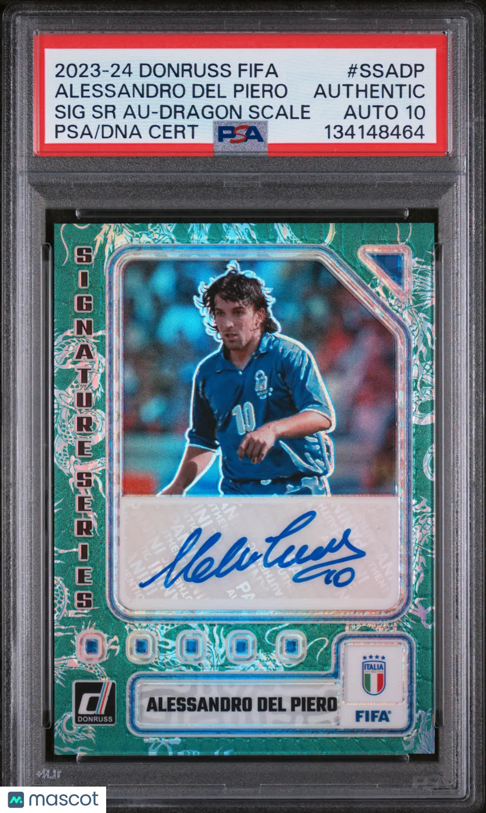 2023 Panini Donruss FIFA Dragon Signature Series Alessandro Del Piero /10 PSA A